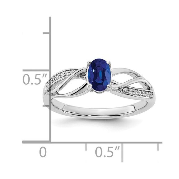 Kazi Luxury 14k White Gold Polished Sapphire and Diamond Ring